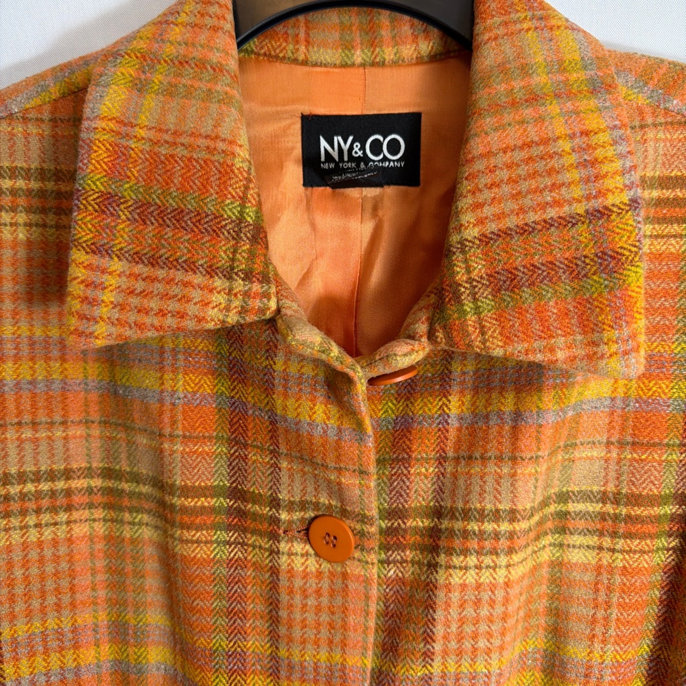 Plaid Wool Blend Women’s Jacket Blazer Large Preppy Academia Workwear Collegiate - Picture 2 of 8